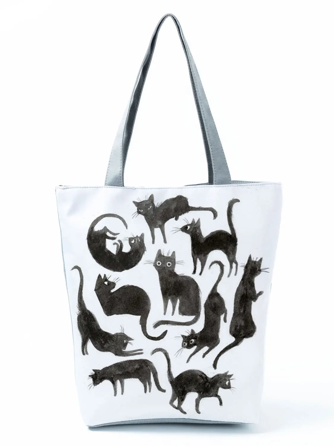 High Capacity Animal Design Bags Women Bag Black Cat Print Shopper Bag Handbag Office Reusable Casual Shoulder Bags Dropshipping