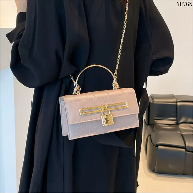 Women'S Shoulder Bag, Embossed Stone Texture Small Square Crossbody Purse, Elegant Structured Handbag with Gold Hardware for Daily Wear and Office, Shoulder Bags, Purse Shoulder Bag Tiktokshopbacktoschool