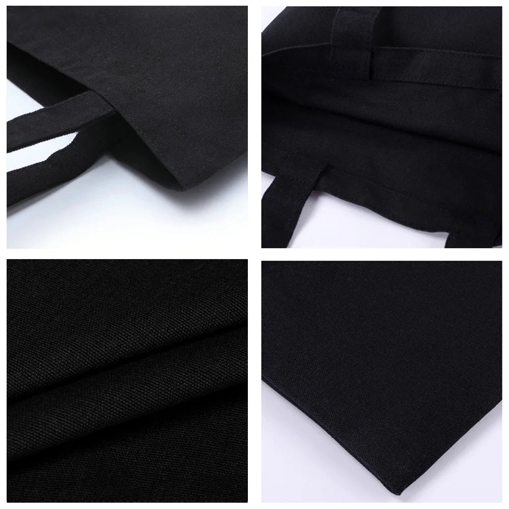 Eco-Friendly Shopping Bag Ladies Shoulder Bag Portable Foldable Black Handbag Reusable Large-Capacity Letter Tote Bag Bolsos