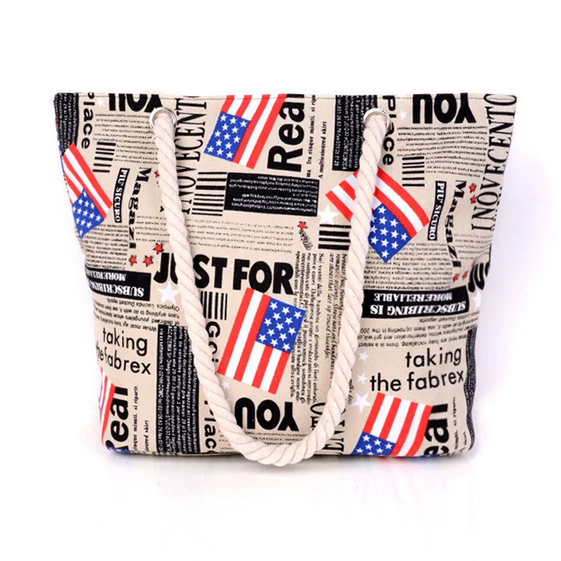 New Ladies Canvas Handbag Large Capacity Paris Tower Printed Travel Shopping Bag Female Shoulder Crossbody Bag Beach Tote Bags