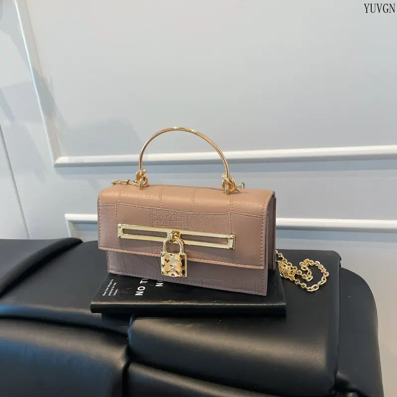 Women'S Shoulder Bag, Embossed Stone Texture Small Square Crossbody Purse, Elegant Structured Handbag with Gold Hardware for Daily Wear and Office, Shoulder Bags, Purse Shoulder Bag Tiktokshopbacktoschool