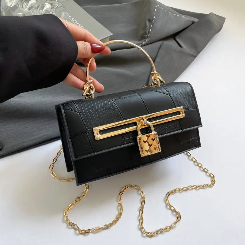 Women'S Shoulder Bag, Embossed Stone Texture Small Square Crossbody Purse, Elegant Structured Handbag with Gold Hardware for Daily Wear and Office, Shoulder Bags, Purse Shoulder Bag Tiktokshopbacktoschool