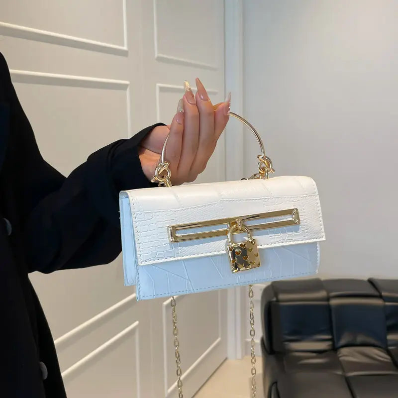 Women'S Shoulder Bag, Embossed Stone Texture Small Square Crossbody Purse, Elegant Structured Handbag with Gold Hardware for Daily Wear and Office, Shoulder Bags, Purse Shoulder Bag Tiktokshopbacktoschool