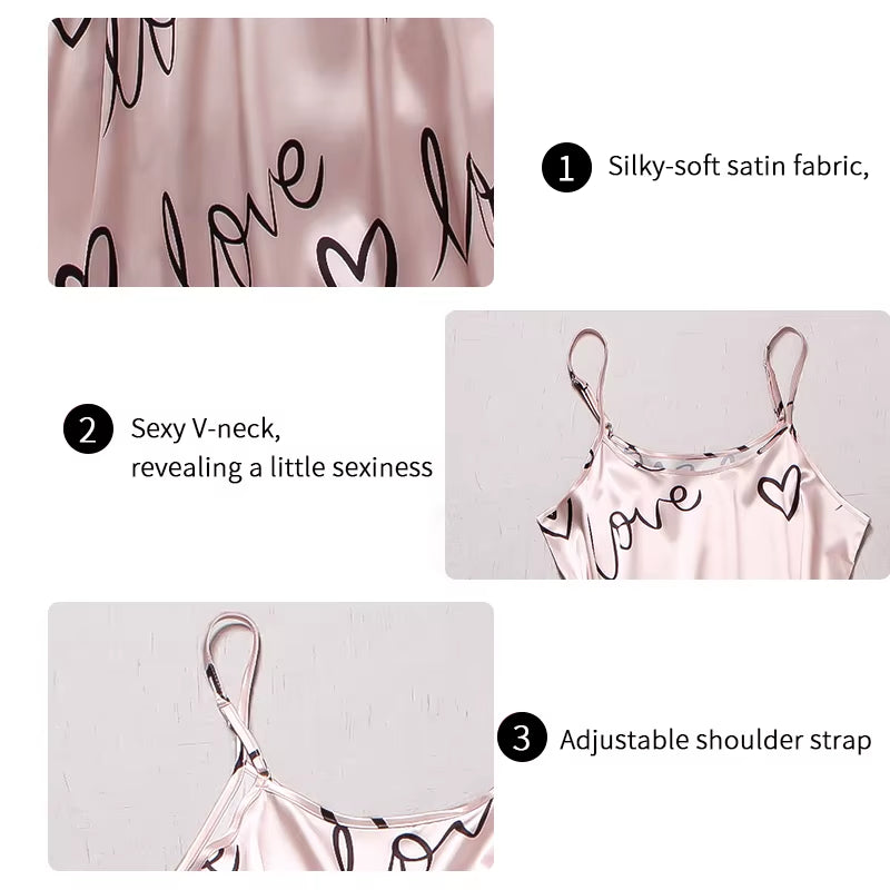 Women Pajamas Sets Letter Print Cami Vest Shirt with Pants Pajamas Sleepwear Ladie Sexy Pajama Lingerie Pyjamas Nightwear