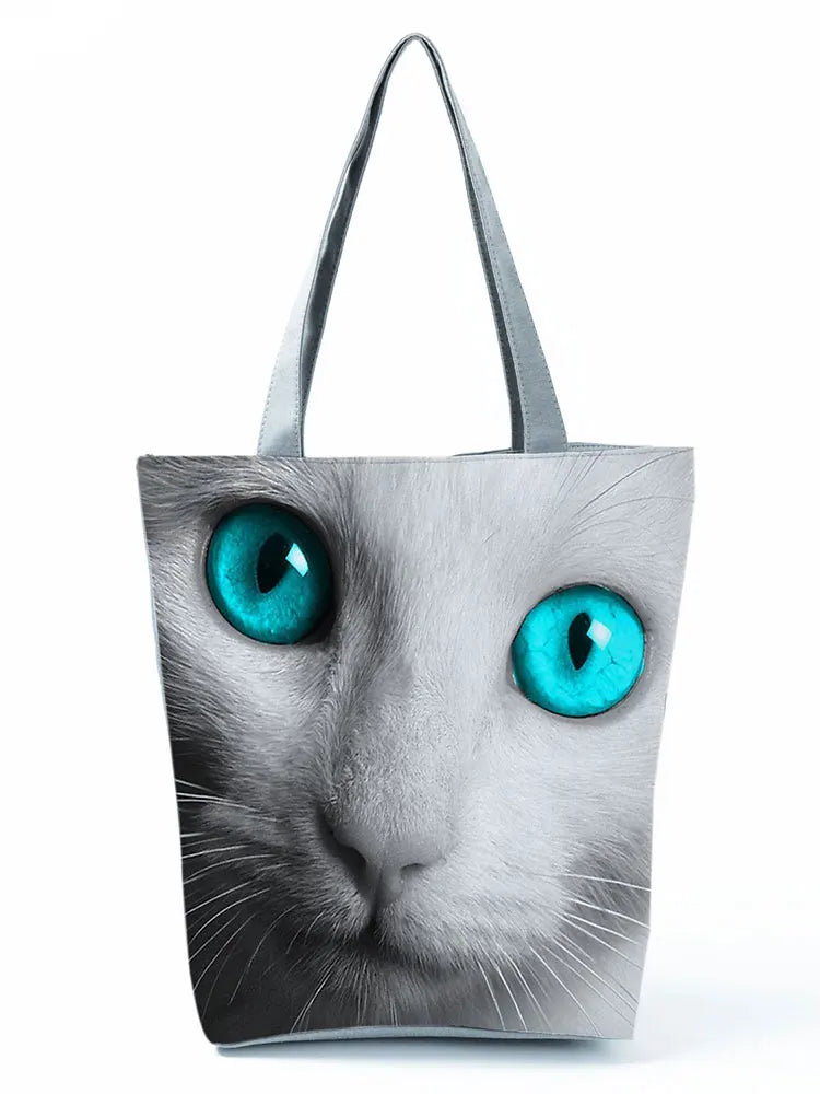 High Capacity Animal Design Bags Women Bag Black Cat Print Shopper Bag Handbag Office Reusable Casual Shoulder Bags Dropshipping