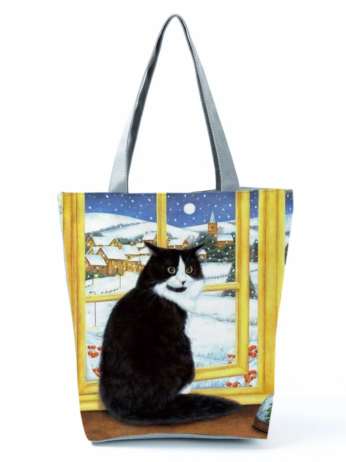 High Capacity Animal Design Bags Women Bag Black Cat Print Shopper Bag Handbag Office Reusable Casual Shoulder Bags Dropshipping