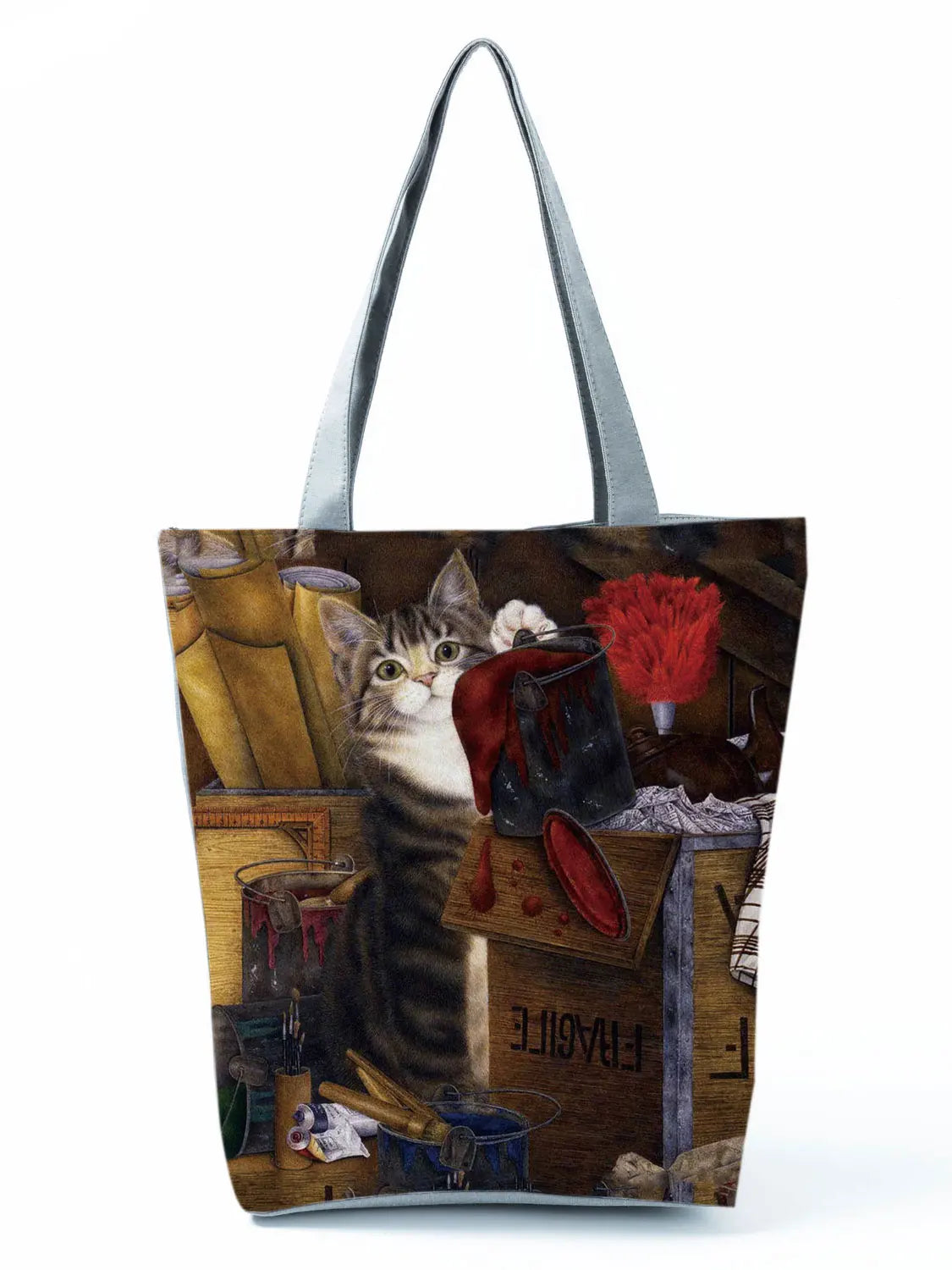 High Capacity Animal Design Bags Women Bag Black Cat Print Shopper Bag Handbag Office Reusable Casual Shoulder Bags Dropshipping