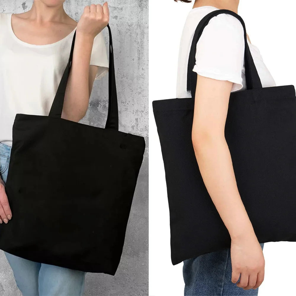 Eco-Friendly Shopping Bag Ladies Shoulder Bag Portable Foldable Black Handbag Reusable Large-Capacity Letter Tote Bag Bolsos