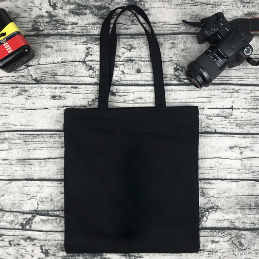 Eco-Friendly Shopping Bag Ladies Shoulder Bag Portable Foldable Black Handbag Reusable Large-Capacity Letter Tote Bag Bolsos